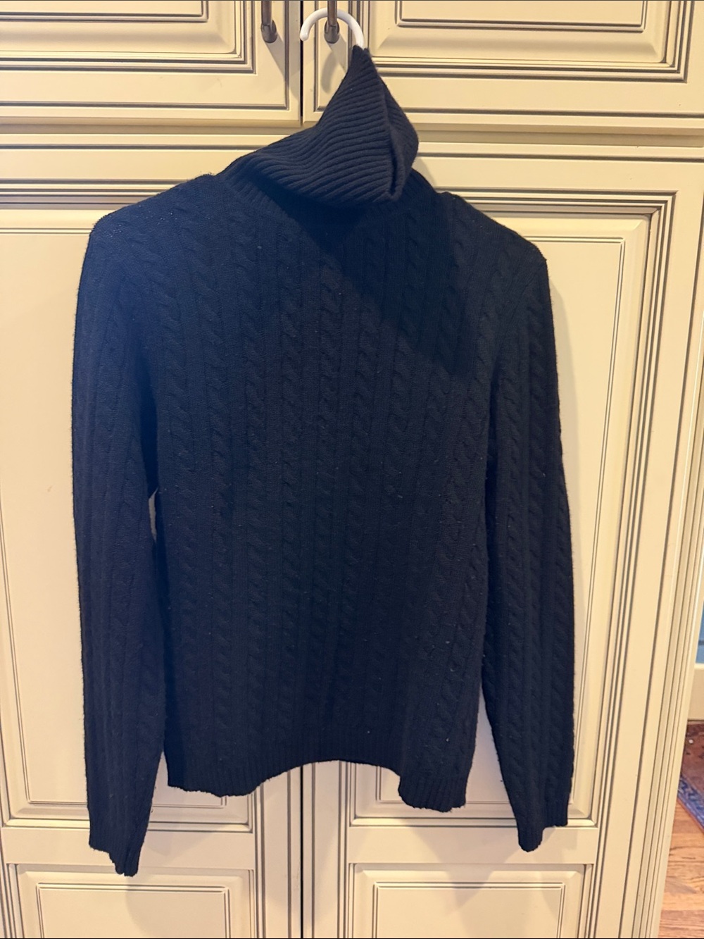 Ann Taylor Black cashmere Cable Turtleneck Sweater